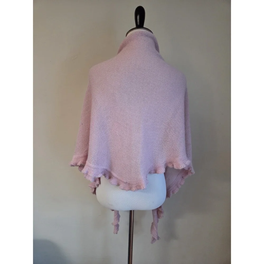 100% Baby‎ Alpaca Ruffled Scarf Wrap Baby Pink 80